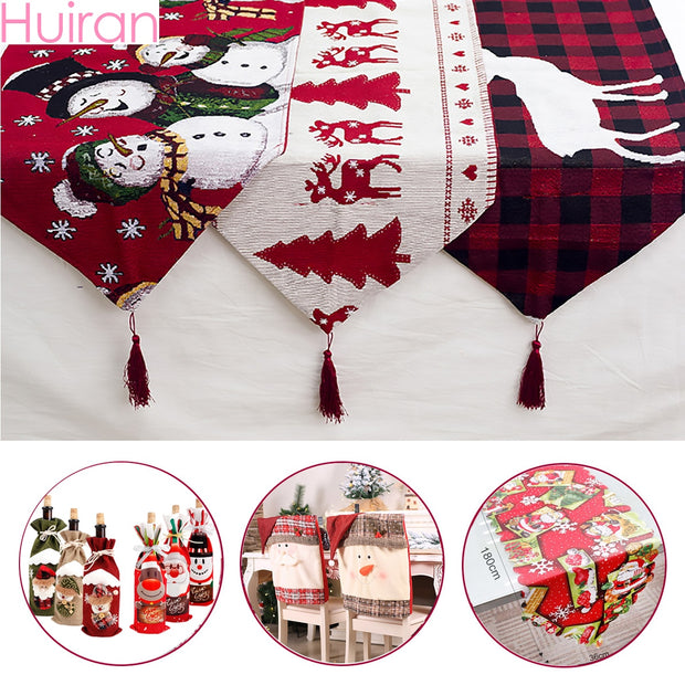 Christmas Elk Snowman Table Runner