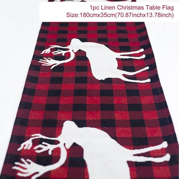 Christmas Elk Snowman Table Runner