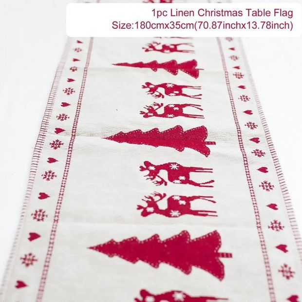Christmas Elk Snowman Table Runner