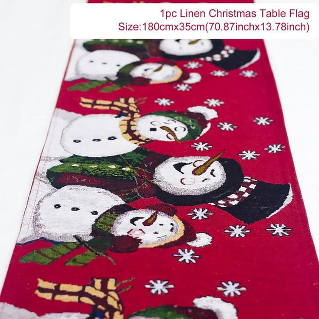 Christmas Elk Snowman Table Runner