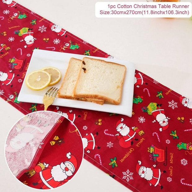 Christmas Elk Snowman Table Runner
