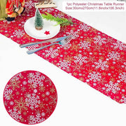 Christmas Elk Snowman Table Runner