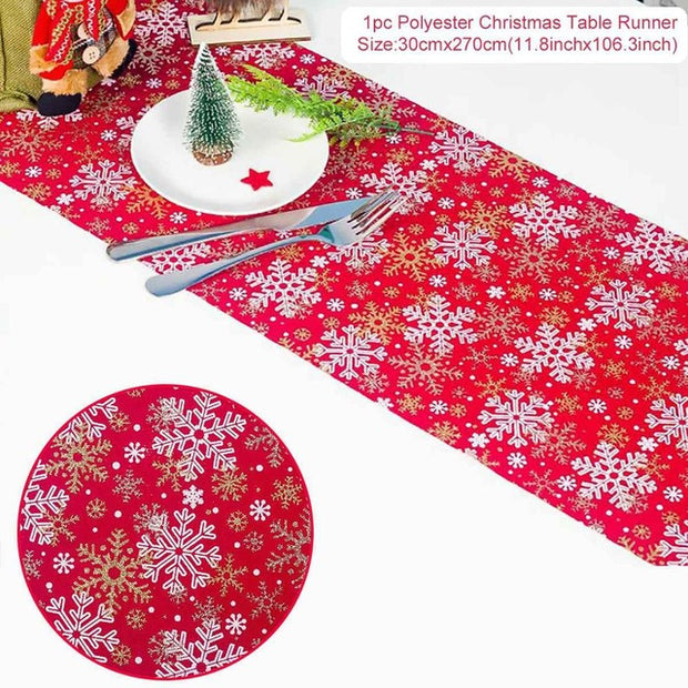 Christmas Elk Snowman Table Runner