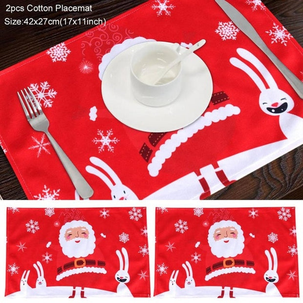 Christmas Elk Snowman Table Runner
