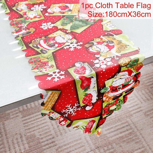 Christmas Elk Snowman Table Runner