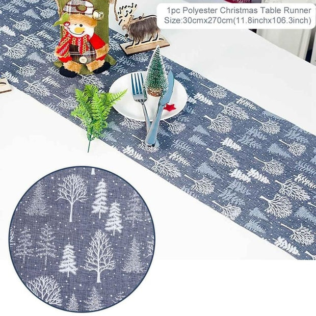 Christmas Elk Snowman Table Runner