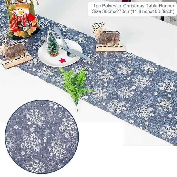 Christmas Elk Snowman Table Runner