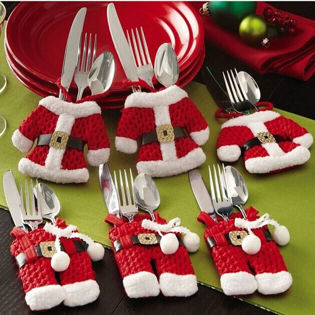 Santa Silverware Holders Pockets Dinner Decorations